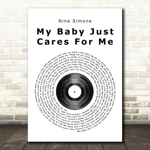 Nina Simone My Baby Just Cares For Me Vinyl Record Song Lyric Print