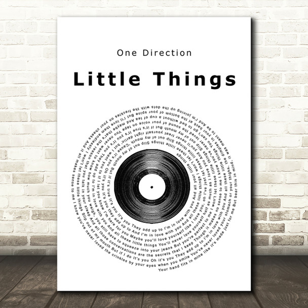 One Direction Little Things Vinyl Record Song Lyric Print