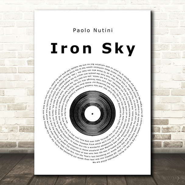 Paolo Nutini Iron Sky Vinyl Record Song Lyric Print