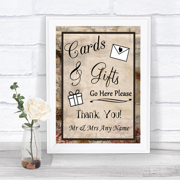 Vintage Cards & Gifts Table Personalized Wedding Sign