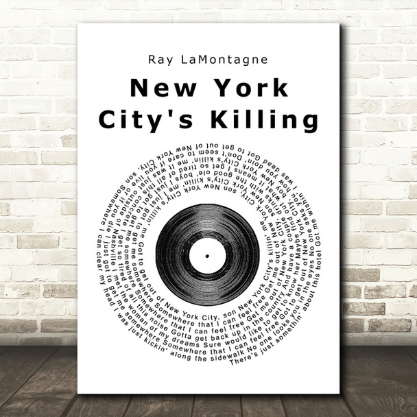 Ray LaMontagne New York City's Killing Me Vinyl Record Song Lyric Print