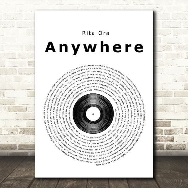 Rita Ora Anywhere Vinyl Record Song Lyric Print