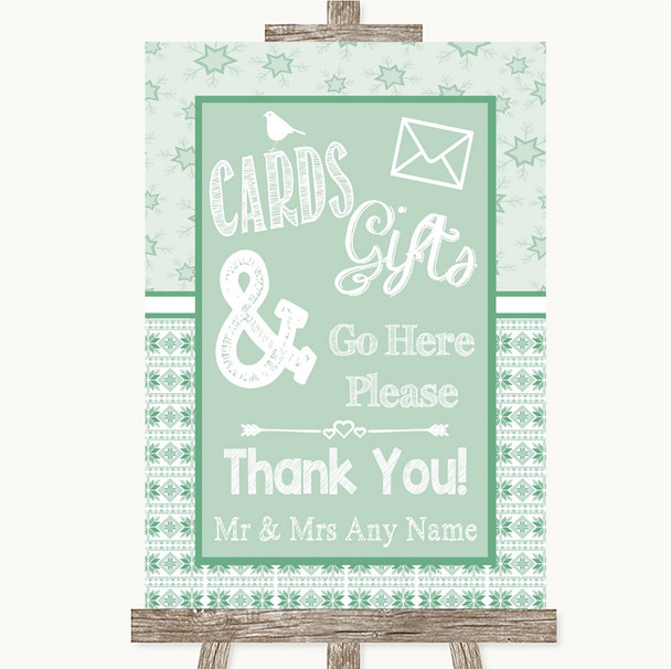 Winter Green Cards & Gifts Table Personalized Wedding Sign