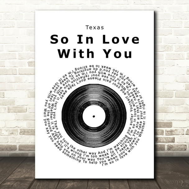 Texas So In Love With You Vinyl Record Song Lyric Print