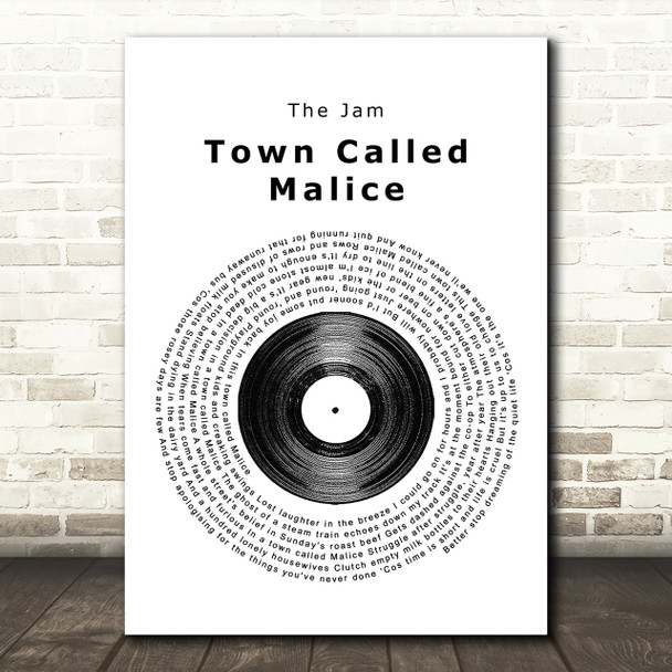 The Jam Town Called Malice Vinyl Record Song Lyric Print