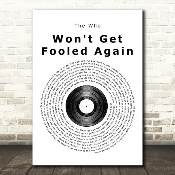The Who Won't Get Fooled Again Vinyl Record Song Lyric Print