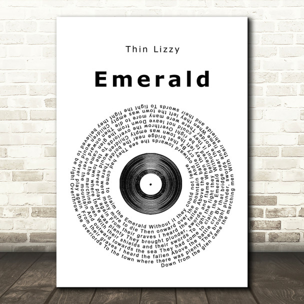 Thin Lizzy Emerald Vinyl Record Song Lyric Print