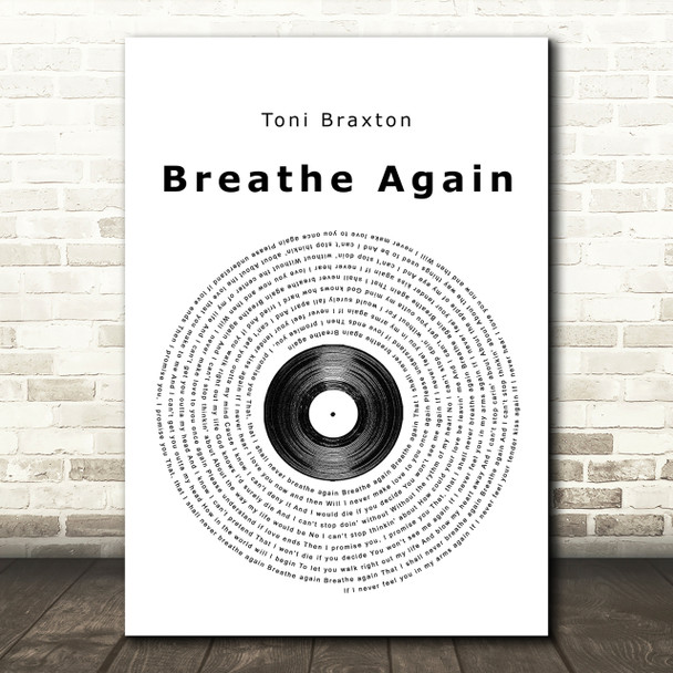 Toni Braxton Breathe Again Vinyl Record Song Lyric Print