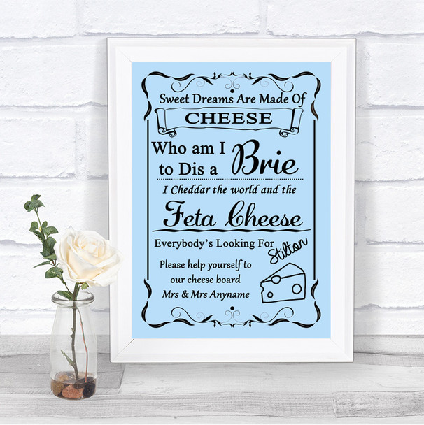 Blue Cheese Board Song Personalized Wedding Sign