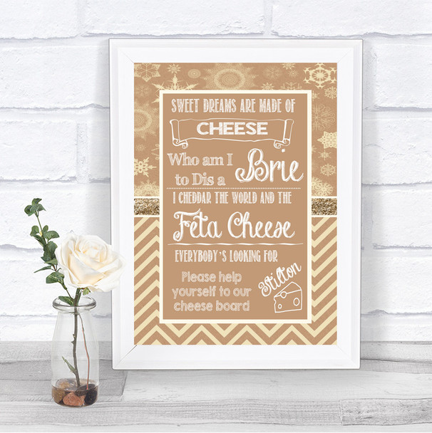 Brown Winter Cheese Board Song Personalized Wedding Sign