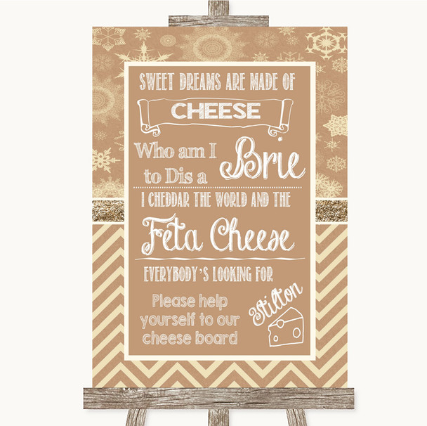 Brown Winter Cheese Board Song Personalized Wedding Sign