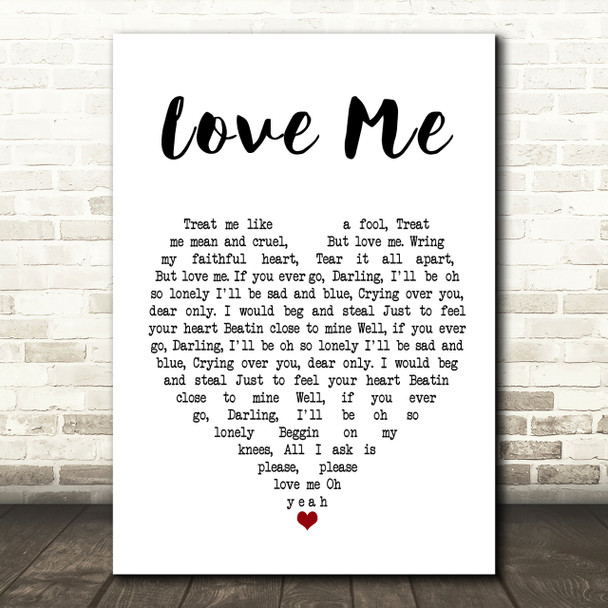 Elvis Presley Love Me Heart Song Lyric Print