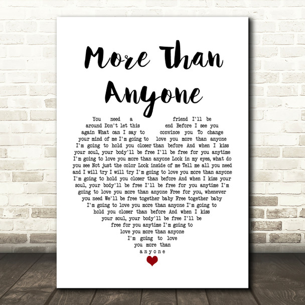 Gavin DeGraw More Than Anyone Heart Song Lyric Print