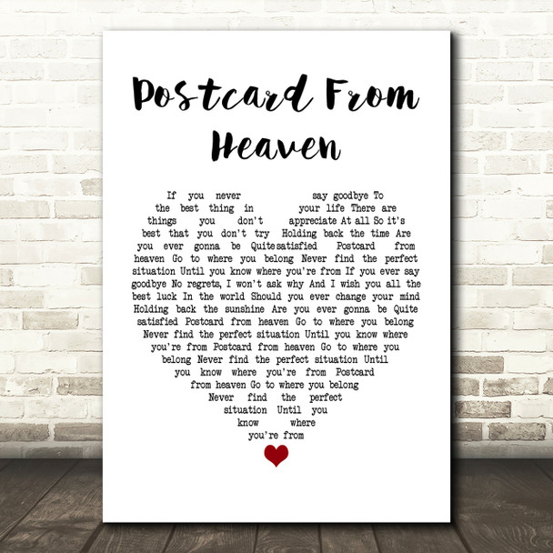 Lighthouse Family Postcard From Heaven Heart Song Lyric Print