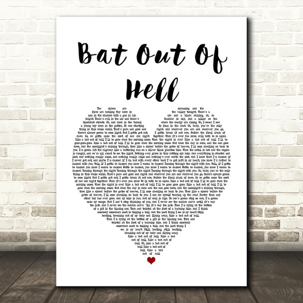 Meat Loaf Bat Out Of Hell Heart Song Lyric Print