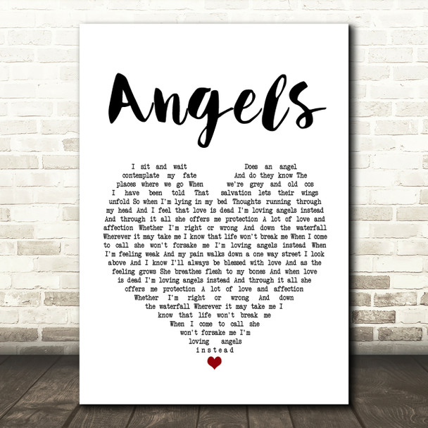 Robbie Williams Angels Heart Song Lyric Print