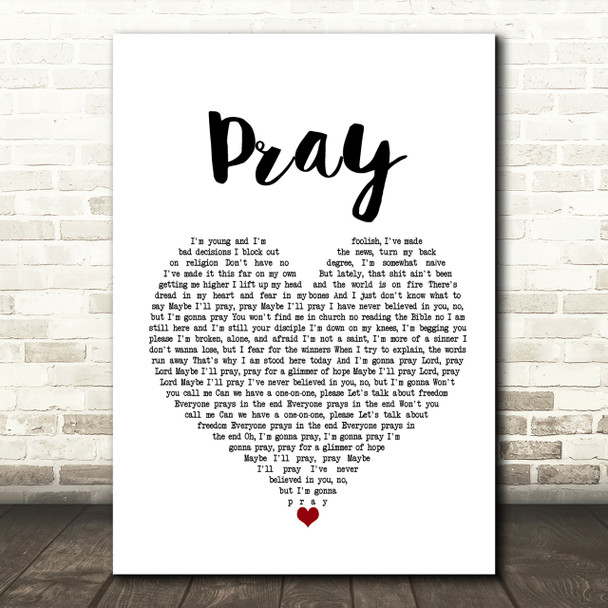 Sam Smith Pray Heart Song Lyric Print