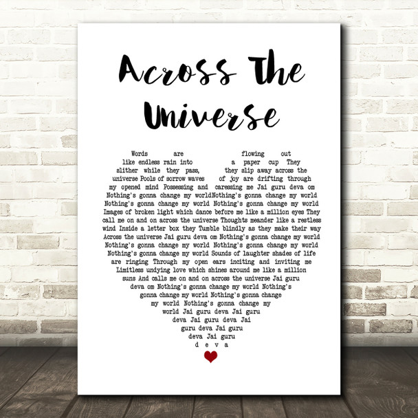 The Beatles Across The Universe Heart Song Lyric Print