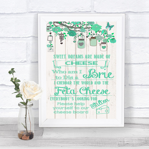 Green Rustic Wood Cheese Board Song Personalized Wedding Sign