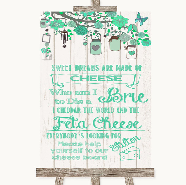 Green Rustic Wood Cheese Board Song Personalized Wedding Sign