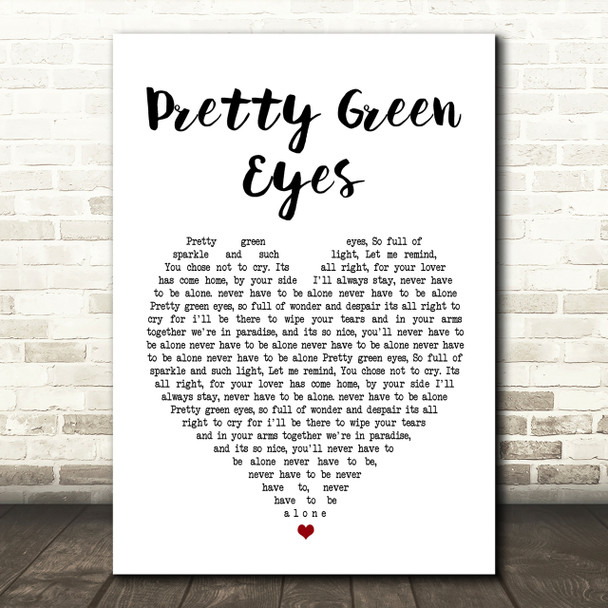 Ultrabeat Pretty Green Eyes Heart Song Lyric Print