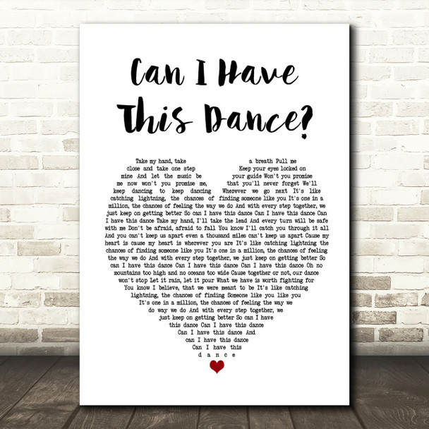 Zac Efron & Vanessa Hudgens Can I Have This Dance Heart Song Lyric Print