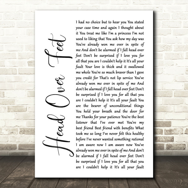 Alanis Morissette Head Over Feet White Script Song Lyric Print