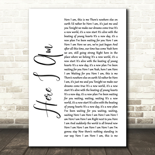 Bryan Adams Here I Am White Script Song Lyric Print