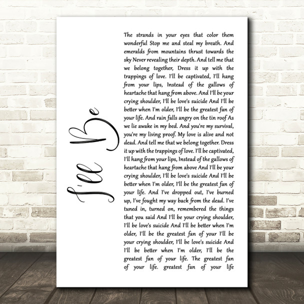 Edwin McCain I'll Be White Script Song Lyric Print