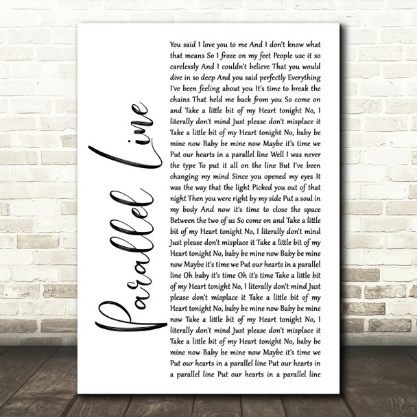 Keith Urban Parallel Line White Script Song Lyric Print