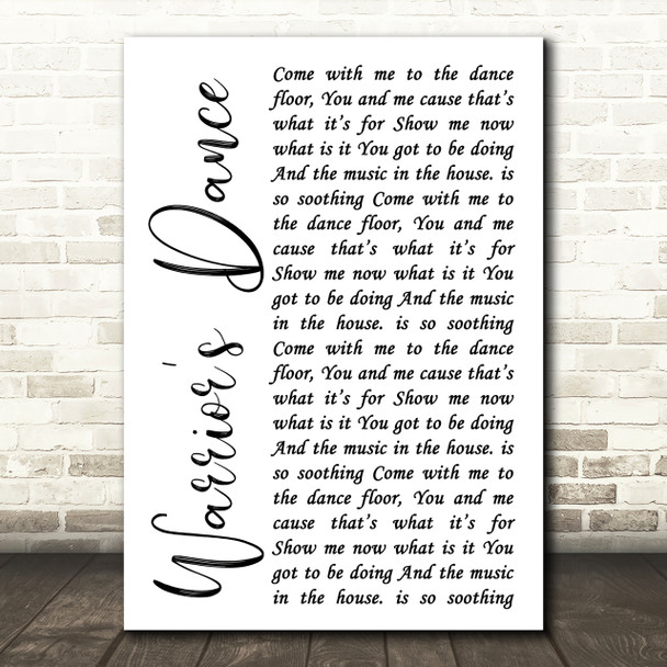 The Prodigy Warrior's Dance White Script Song Lyric Print