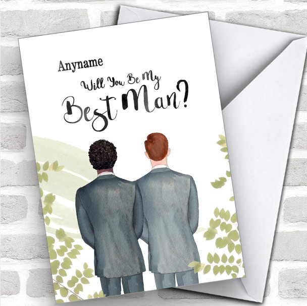Curly Black Hair Ginger Hair Will You Be My Best Man Personalized Wedding Greetings Card