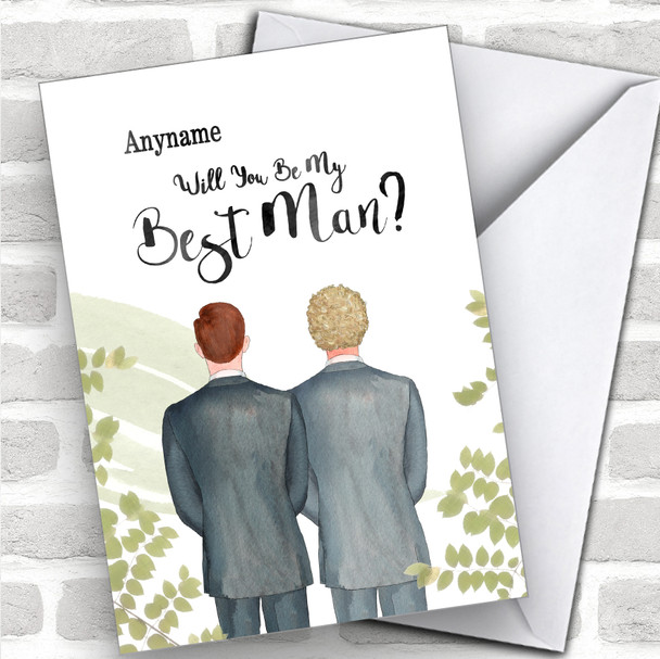 Ginger Hair Curly Blond Hair Will You Be My Best Man Personalized Wedding Greetings Card