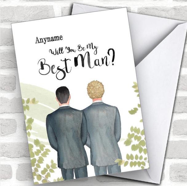 Black Hair Curly Blond Hair Will You Be My Best Man Personalized Wedding Greetings Card