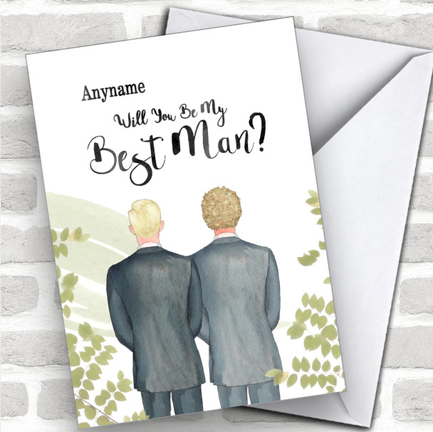 Blond Hair Curly Blond Hair Will You Be My Best Man Personalized Wedding Greetings Card
