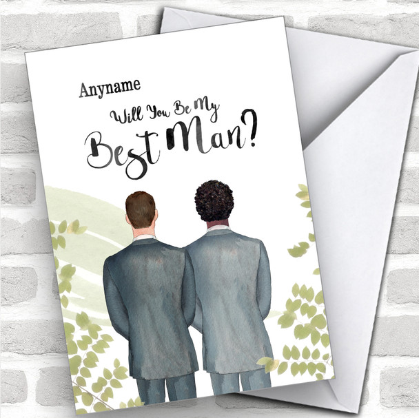 Brown Hair Curly Black Hair Will You Be My Best Man Personalized Wedding Greetings Card