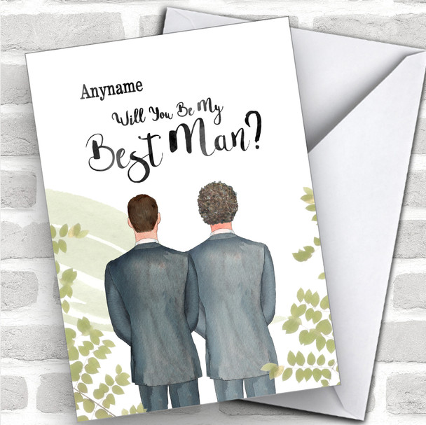 Brown Hair Curly Brown Hair Will You Be My Best Man Personalized Wedding Greetings Card