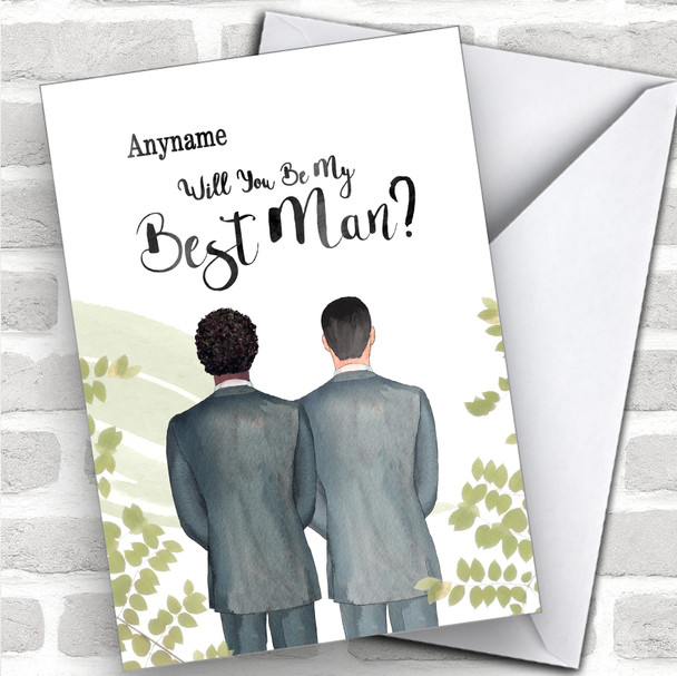Curly Black Hair Black Hair Will You Be My Best Man Personalized Wedding Greetings Card