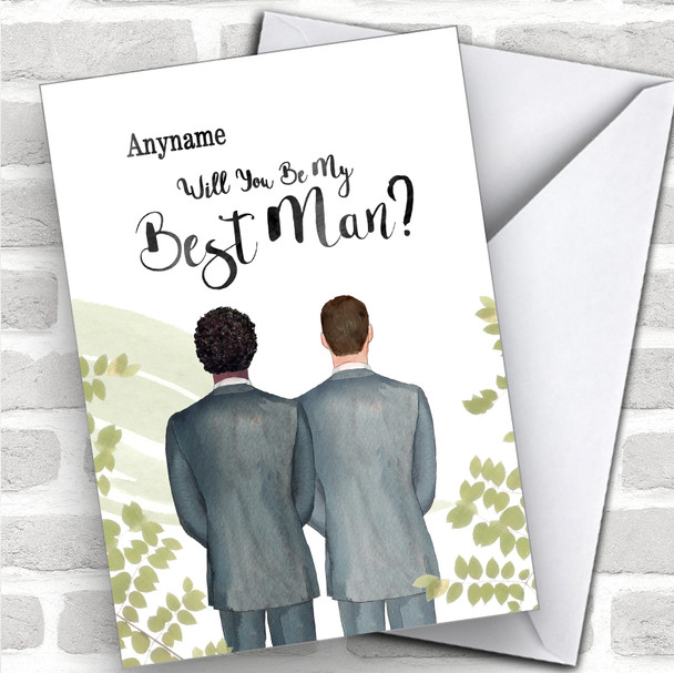 Curly Black Hair Brown Hair Will You Be My Best Man Personalized Wedding Greetings Card