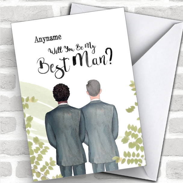 Curly Black Hair Grey Hair Will You Be My Best Man Personalized Wedding Greetings Card