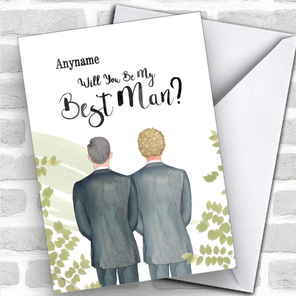 Grey Hair Curly Blond Hair Will You Be My Best Man Personalized Wedding Greetings Card