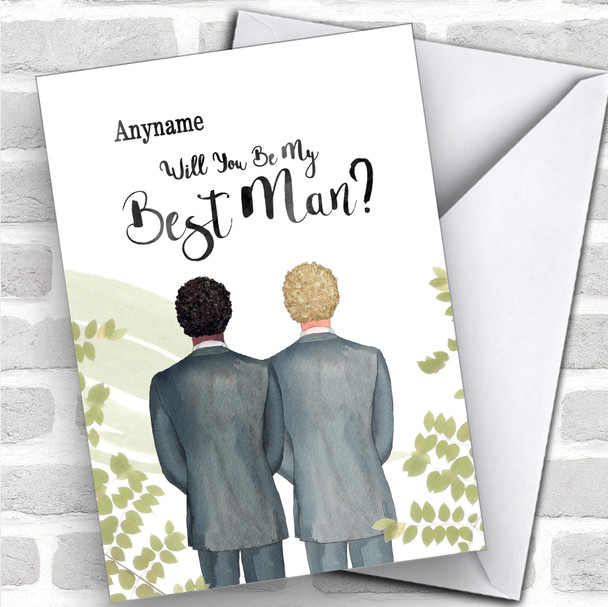 Curly Black Hair Curly Blond Hair Will You Be My Best Man Personalized Wedding Greetings Card