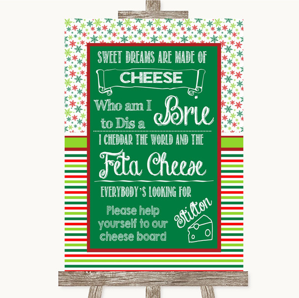 Red & Green Winter Cheese Board Song Personalized Wedding Sign