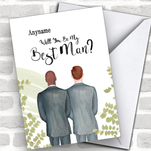 Bald Black Ginger Hair Will You Be My Best Man Personalized Wedding Greetings Card