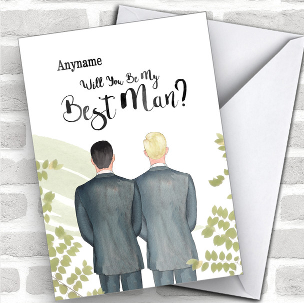 Black Hair Blond Hair Will You Be My Best Man Personalized Wedding Greetings Card