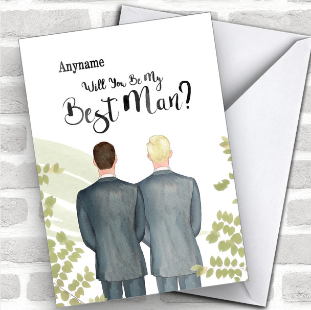 Brown Hair Blond Hair Will You Be My Best Man Personalized Wedding Greetings Card