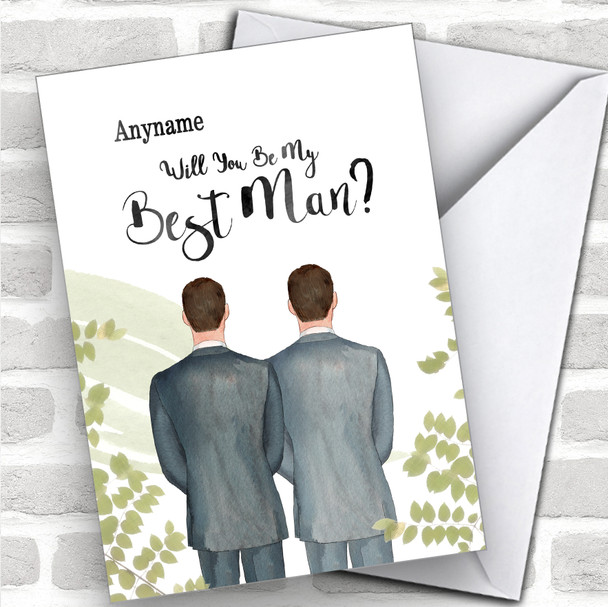 Brown Hair Brown Hair Will You Be My Best Man Personalized Wedding Greetings Card