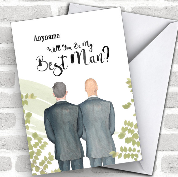 Grey Hair Bald White Will You Be My Best Man Personalized Wedding Greetings Card