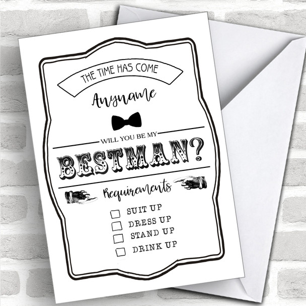 Type Black & White Will You Be My Best Man Personalized Wedding Greetings Card