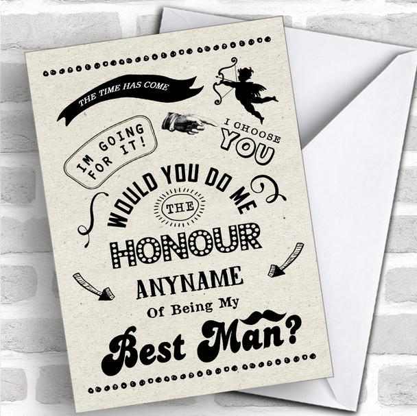 Rustic Will You Be My Best Man Personalized Wedding Greetings Card